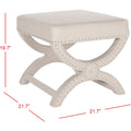 X-Bench Ottoman with Taupe Linen and Silver Nailhead Trim