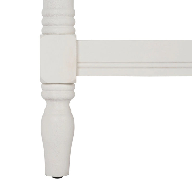 White Two-Tier Coffee Table with Turned Legs, 47"W