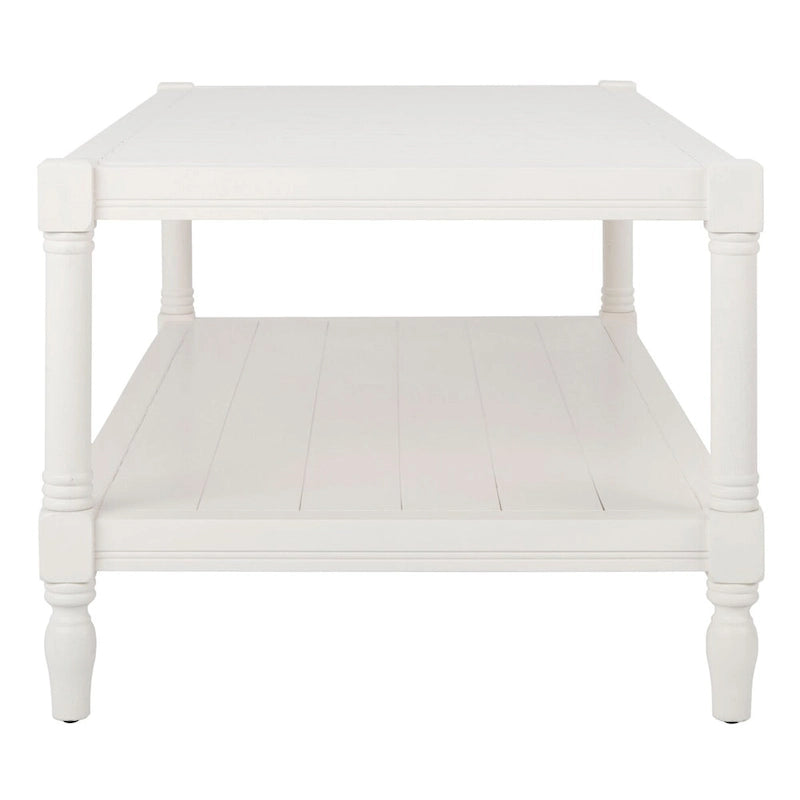 White Two-Tier Coffee Table with Turned Legs, 47"W