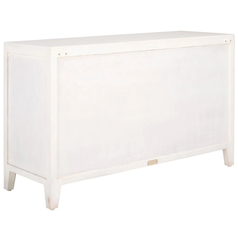 Mango Wood Media Stand with Cut-Out Pattern and 4 Shelves, 42"W x 26"H