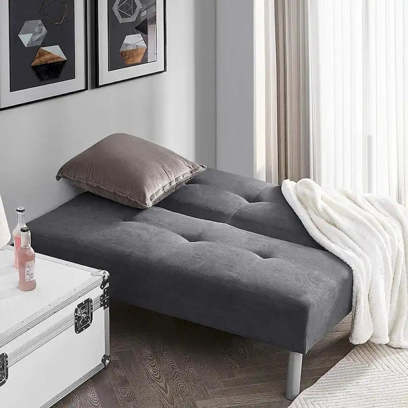 Steel Gray Mini Futon Sofa Bed