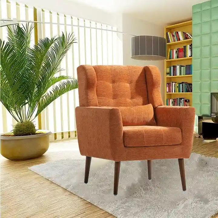Chenille Accent Armchair with Ergonomic Design and Waist Pillow