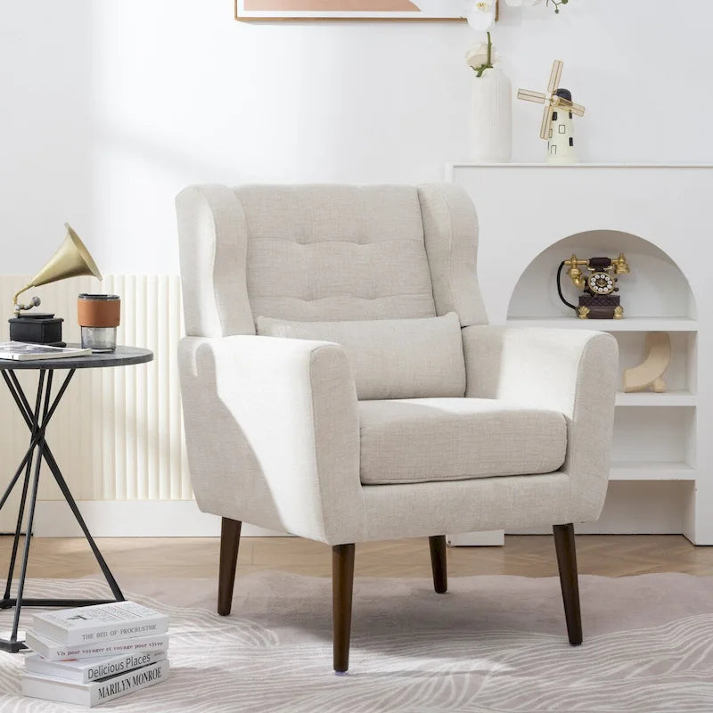 Chenille Accent Armchair with Ergonomic Design and Waist Pillow