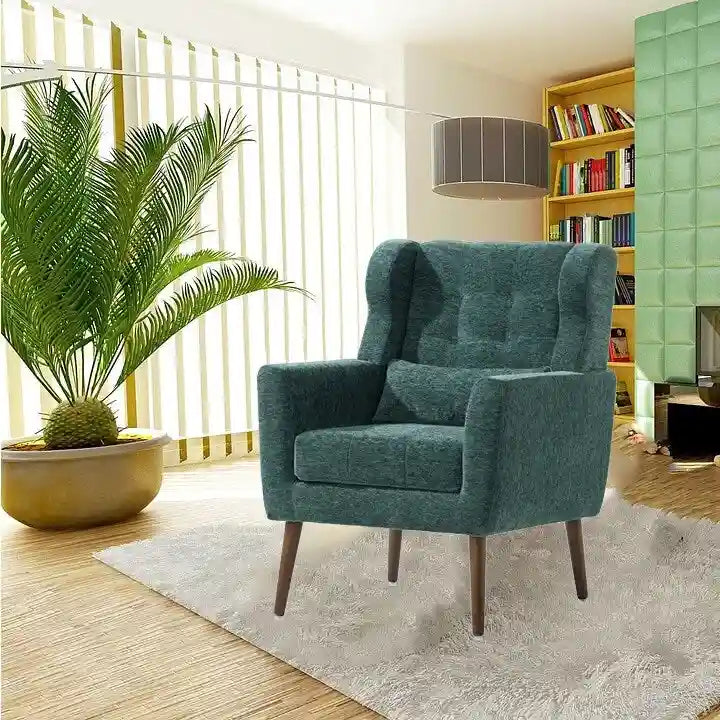 Chenille Accent Armchair with Ergonomic Design and Waist Pillow