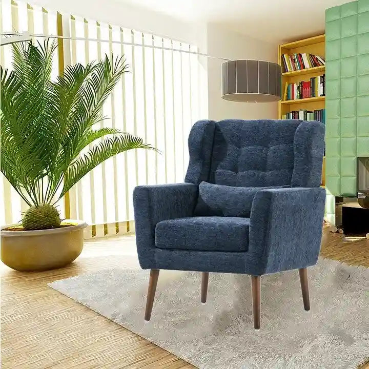 Chenille Accent Armchair with Ergonomic Design and Waist Pillow