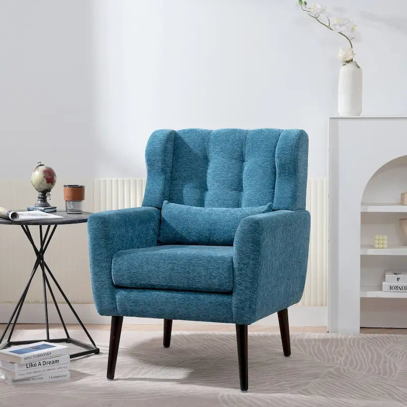 Chenille Accent Armchair with Ergonomic Design and Waist Pillow