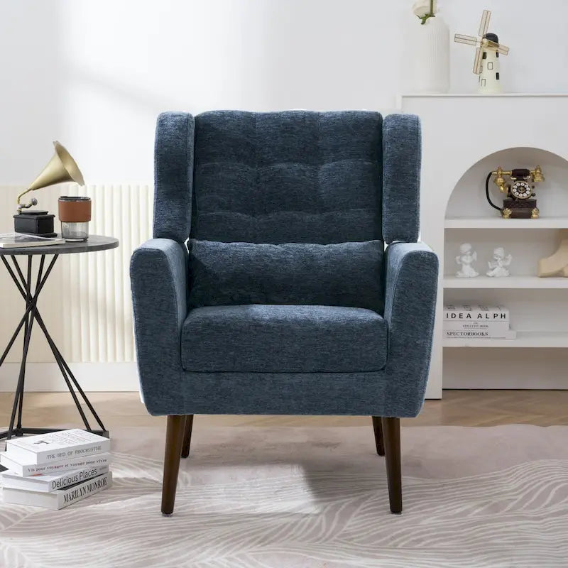 Chenille Accent Armchair with Ergonomic Design and Waist Pillow