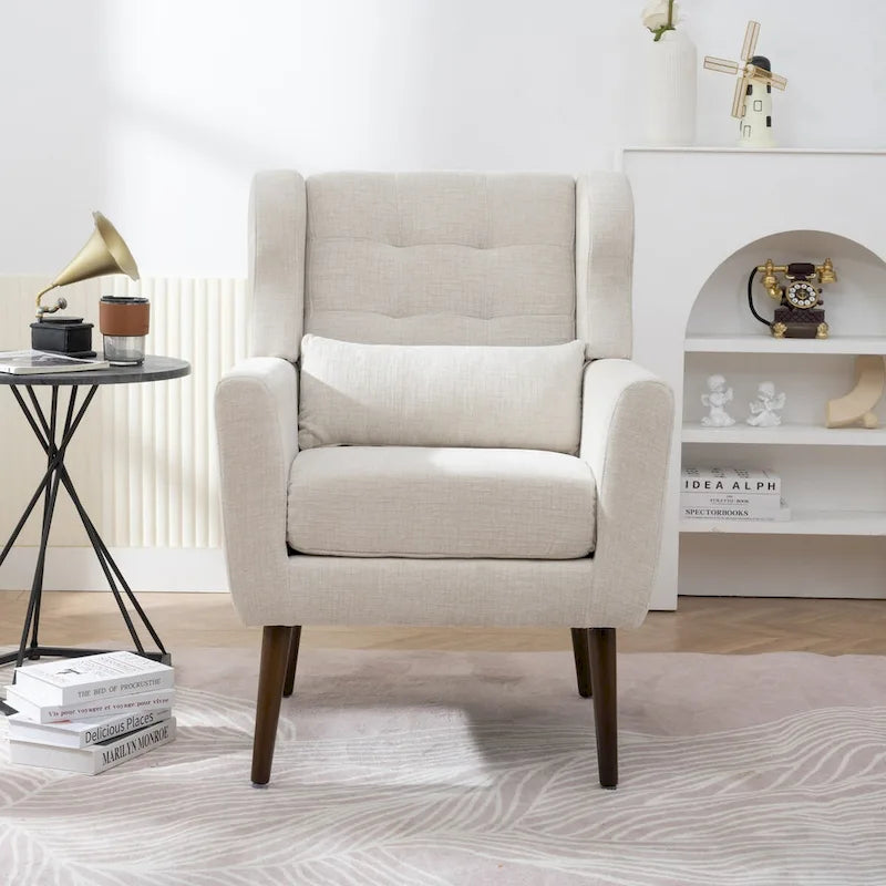Chenille Accent Armchair with Ergonomic Design and Waist Pillow