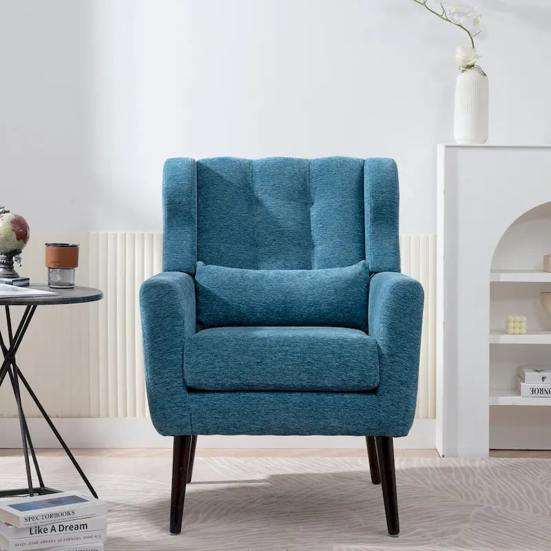 Chenille Accent Armchair with Ergonomic Design and Waist Pillow