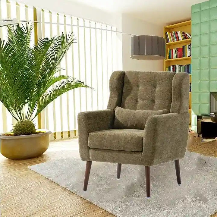 Chenille Accent Armchair with Ergonomic Design and Waist Pillow