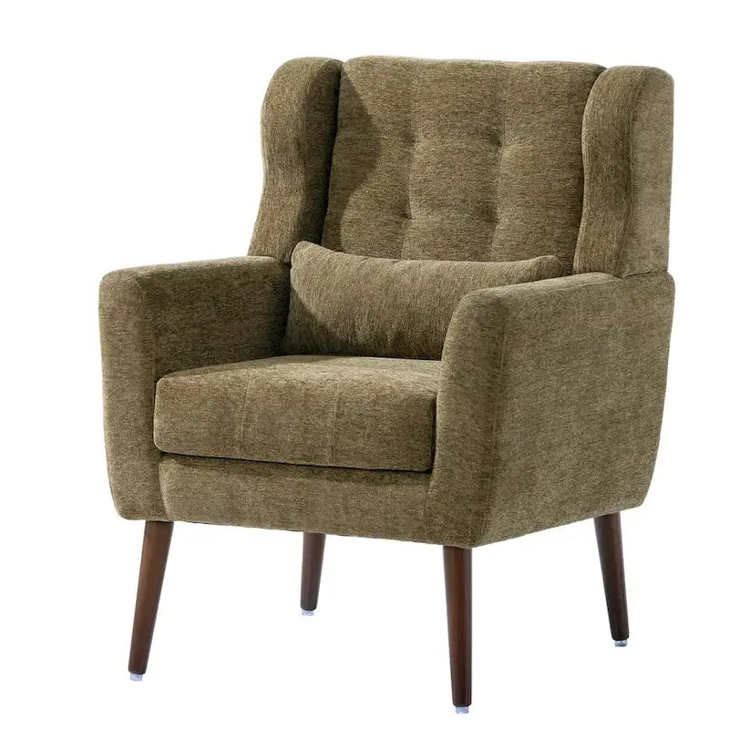 Chenille Accent Armchair with Ergonomic Design and Waist Pillow