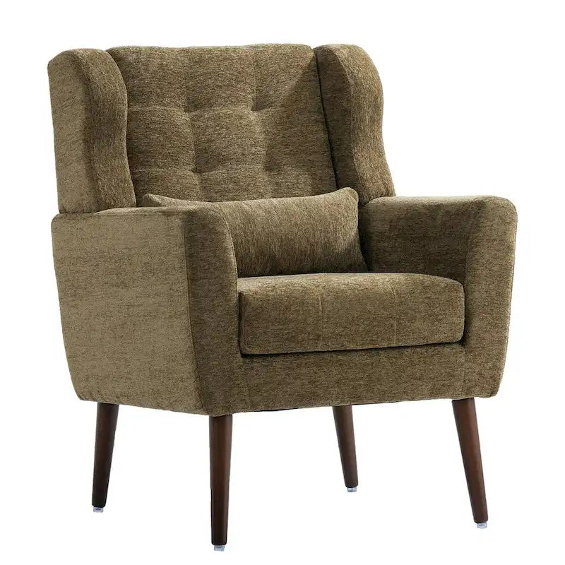 Chenille Accent Armchair with Ergonomic Design and Waist Pillow