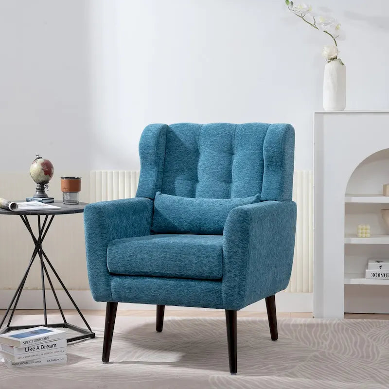 Chenille Accent Armchair with Ergonomic Design and Waist Pillow