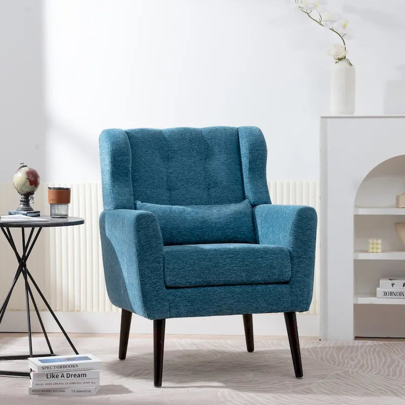 Chenille Accent Armchair with Ergonomic Design and Waist Pillow