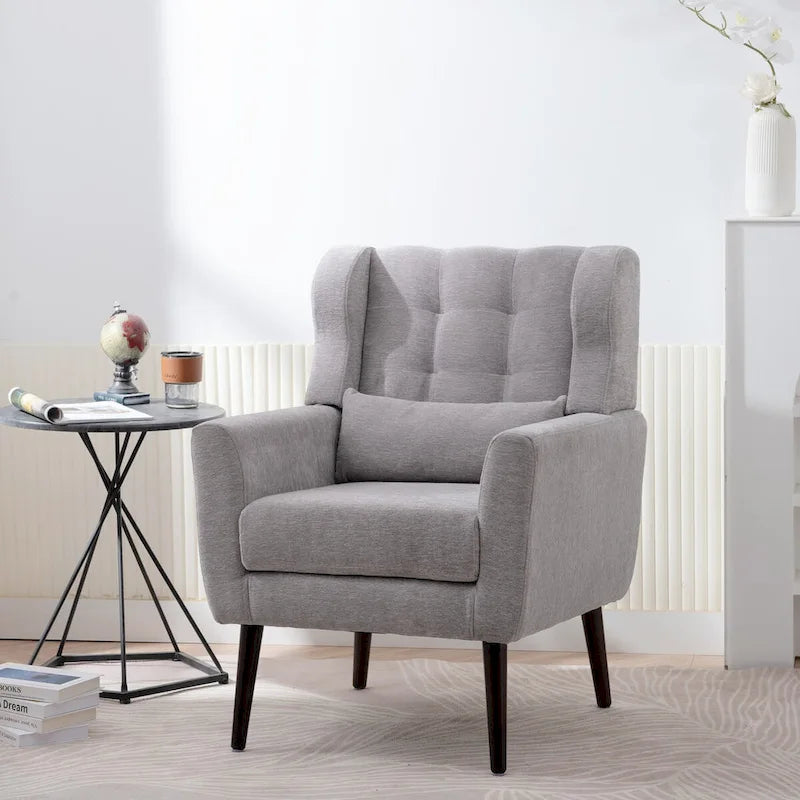 Chenille Accent Armchair with Ergonomic Design and Waist Pillow