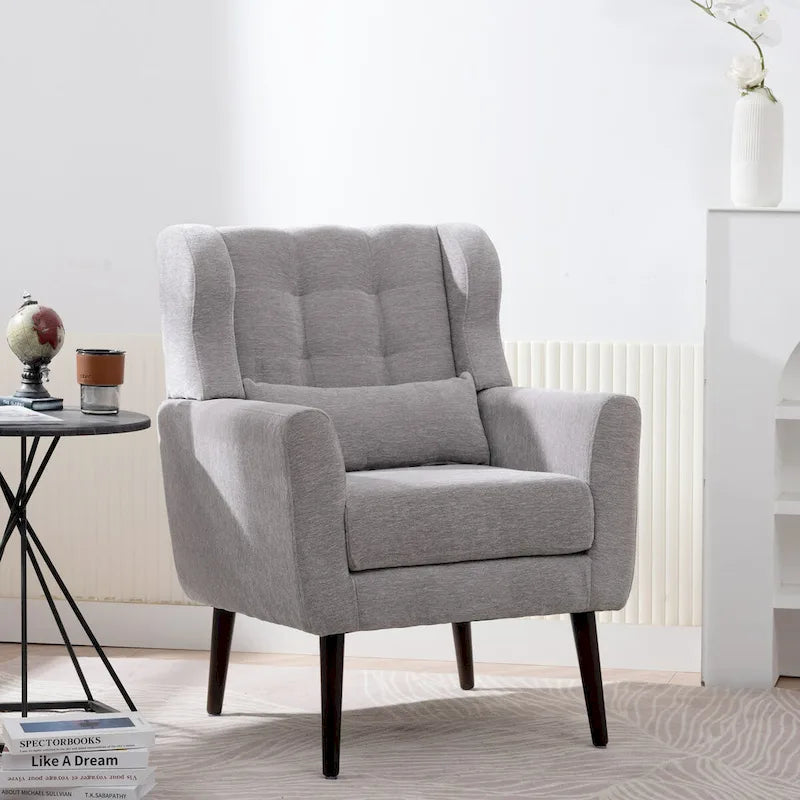 Chenille Accent Armchair with Ergonomic Design and Waist Pillow