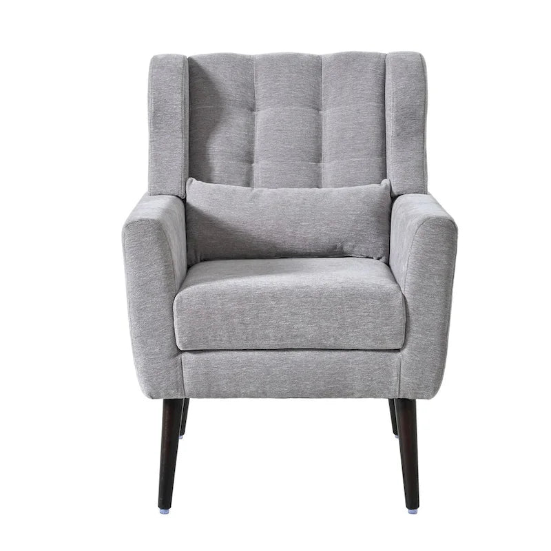 Chenille Accent Armchair with Ergonomic Design and Waist Pillow