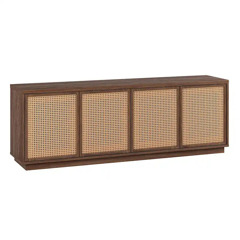 Mid-Century TV Stand with Faux Rattan Doors for TVs up to 78 Inches
