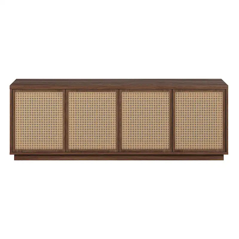 Mid-Century TV Stand with Faux Rattan Doors for TVs up to 78 Inches