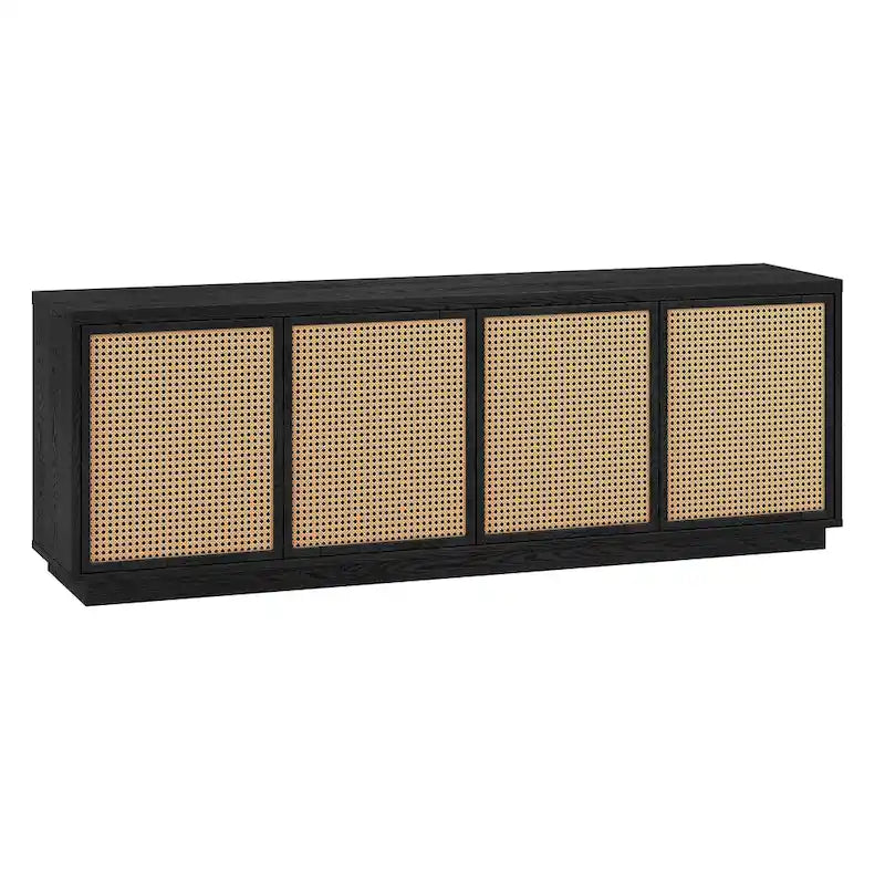 Mid-Century TV Stand with Faux Rattan Doors for TVs up to 78 Inches