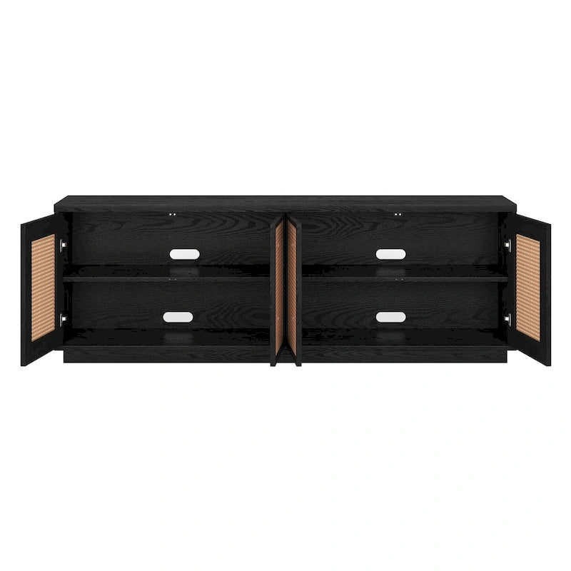 Mid-Century TV Stand with Faux Rattan Doors for TVs up to 78 Inches