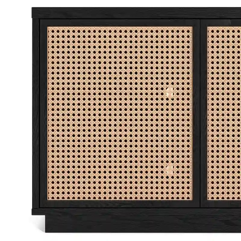 Mid-Century TV Stand with Faux Rattan Doors for TVs up to 78 Inches