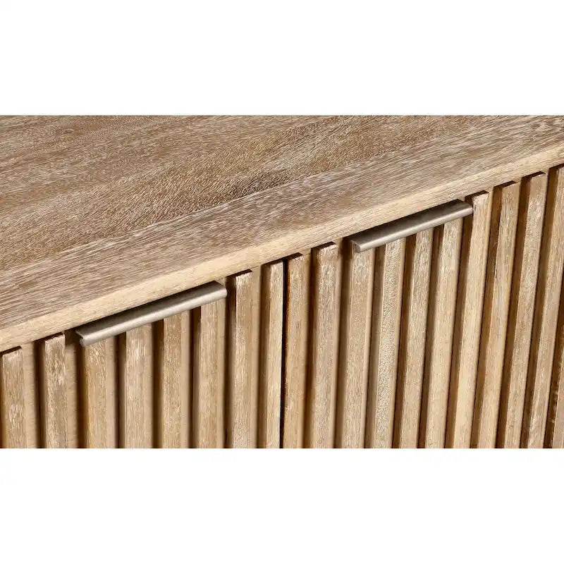 72" Mid-Century Modern Mango Wood Sideboard with Channeled Front and Sled Base