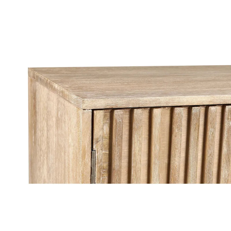 72" Mid-Century Modern Mango Wood Sideboard with Channeled Front and Sled Base