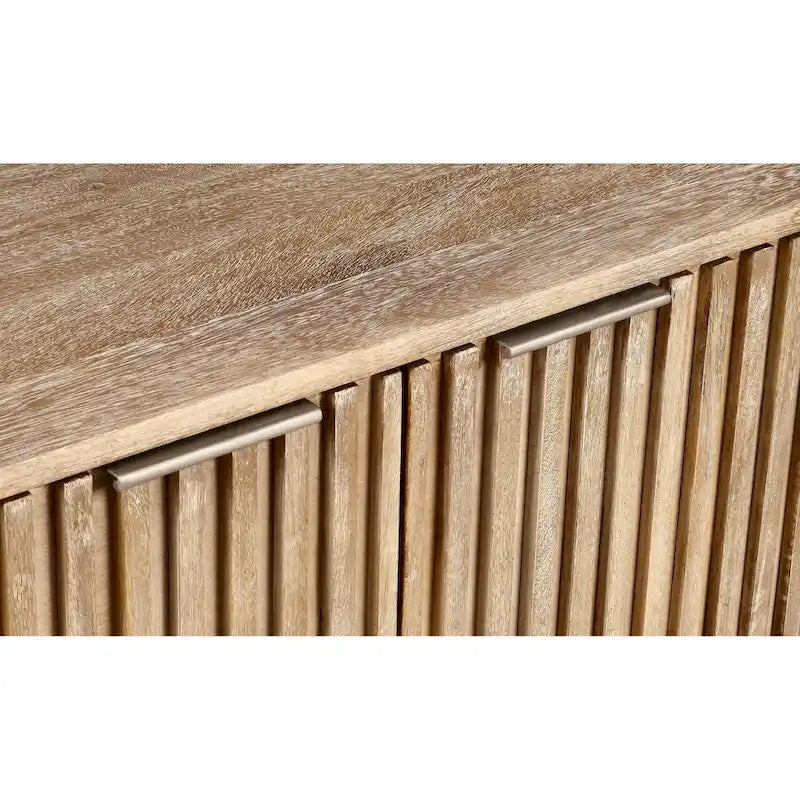 72" Mid-Century Modern Mango Wood Sideboard with Channeled Front and Sled Base