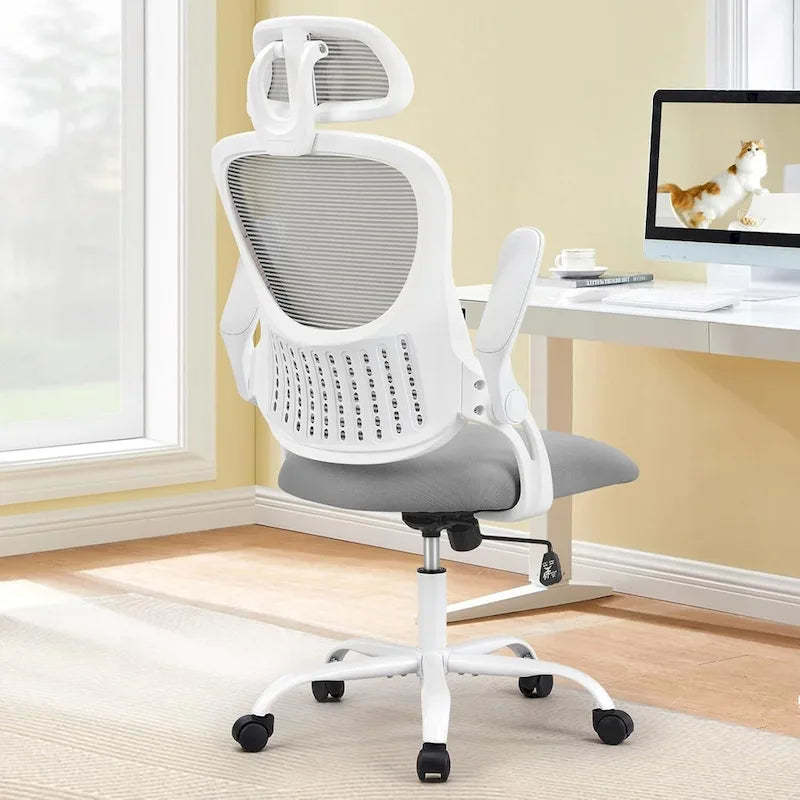 Ergonomic High-Back Mesh Office Chair with Adjustable Headrest and Flip-Up Arms