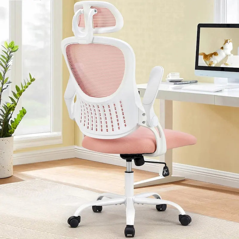 Ergonomic High-Back Mesh Office Chair with Adjustable Headrest and Flip-Up Arms
