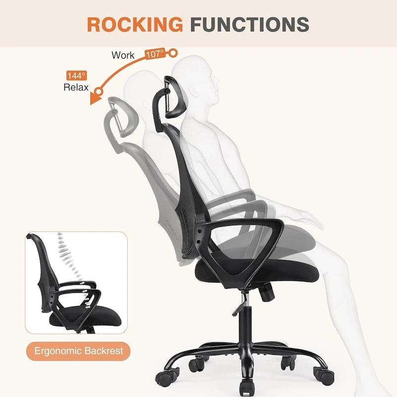 Ergonomic High-Back Mesh Office Chair with Adjustable Headrest and Flip-Up Arms