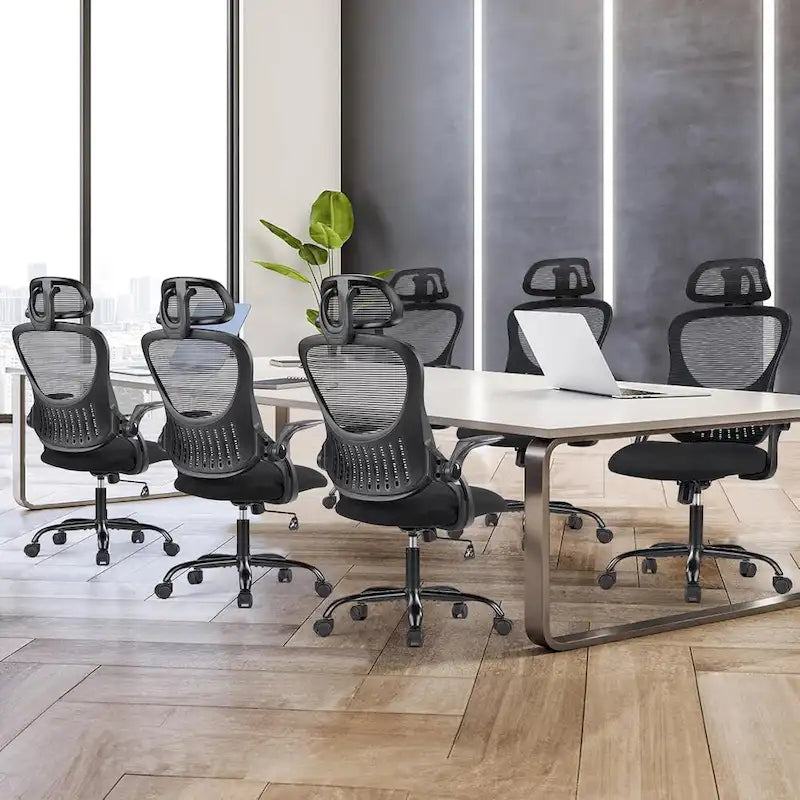 Ergonomic High-Back Mesh Office Chair with Adjustable Headrest and Flip-Up Arms