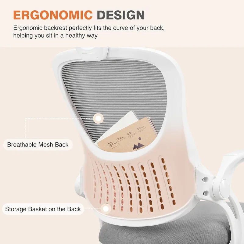 Ergonomic High-Back Mesh Office Chair with Adjustable Headrest and Flip-Up Arms