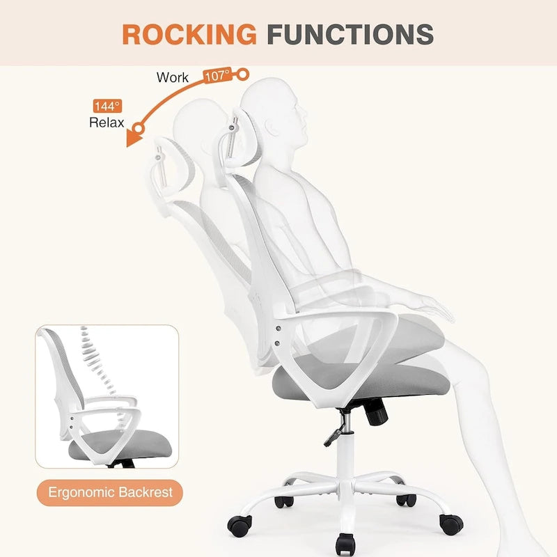 Ergonomic High-Back Mesh Office Chair with Adjustable Headrest and Flip-Up Arms