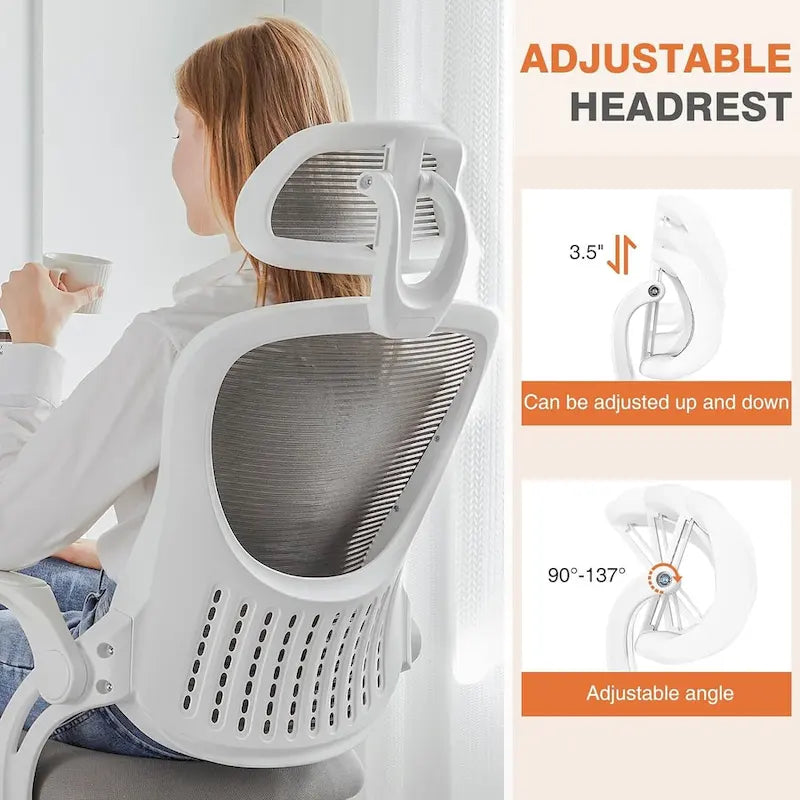 Ergonomic High-Back Mesh Office Chair with Adjustable Headrest and Flip-Up Arms