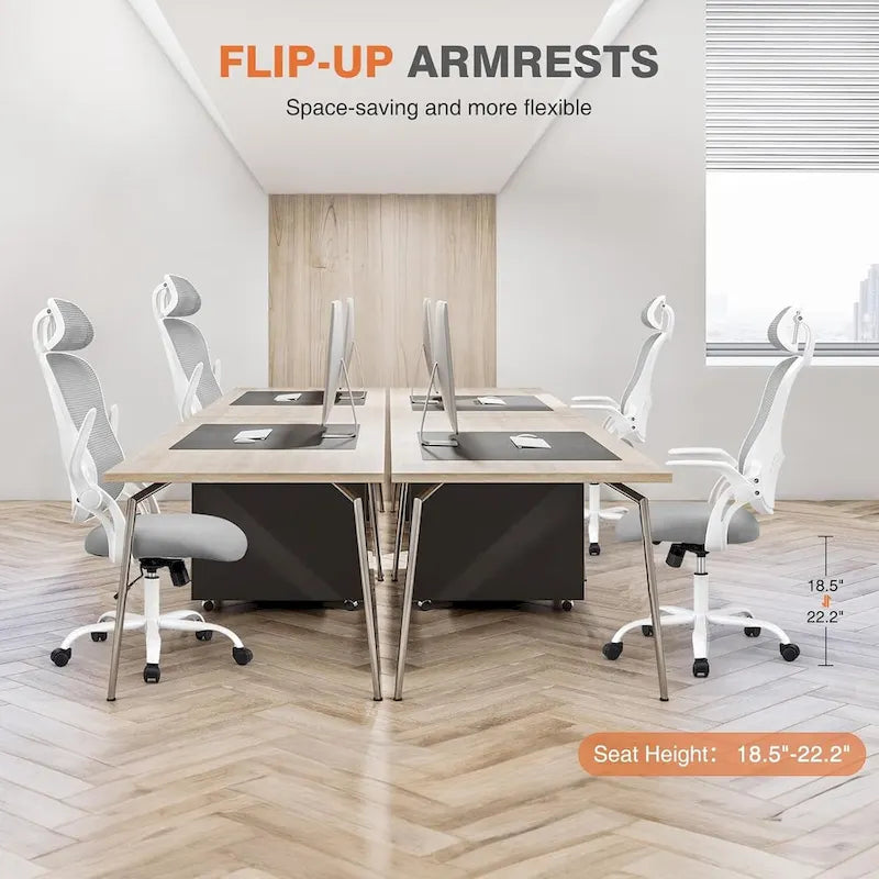 Ergonomic High-Back Mesh Office Chair with Adjustable Headrest and Flip-Up Arms