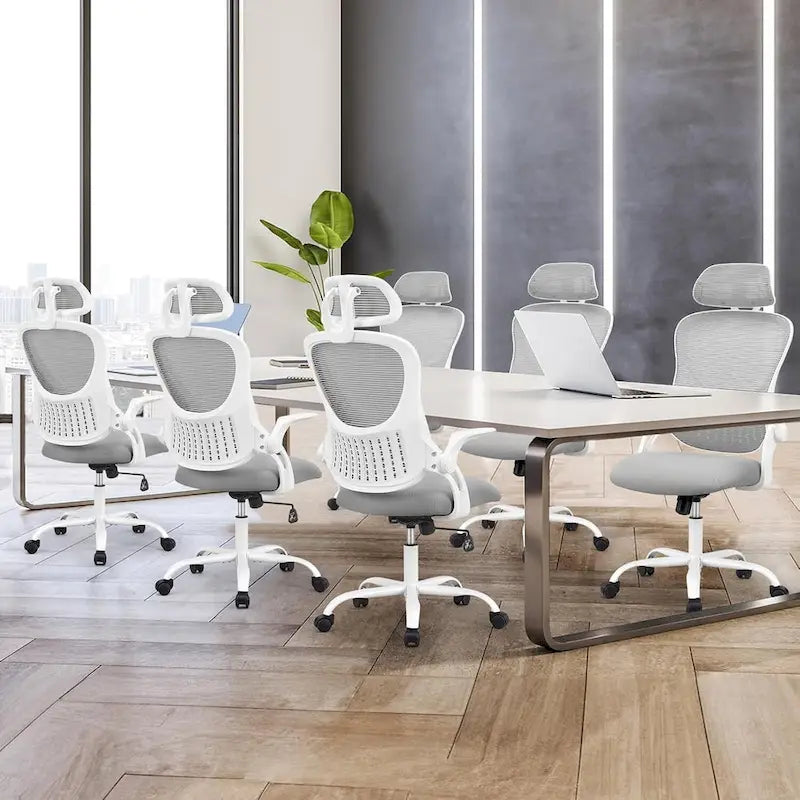 Ergonomic High-Back Mesh Office Chair with Adjustable Headrest and Flip-Up Arms