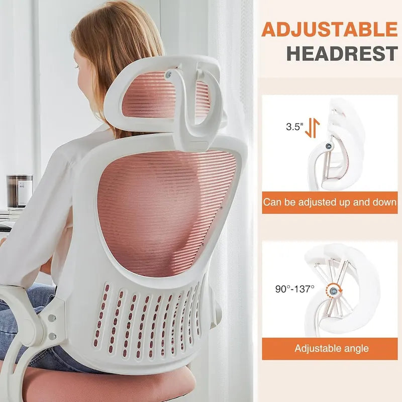 Ergonomic High-Back Mesh Office Chair with Adjustable Headrest and Flip-Up Arms