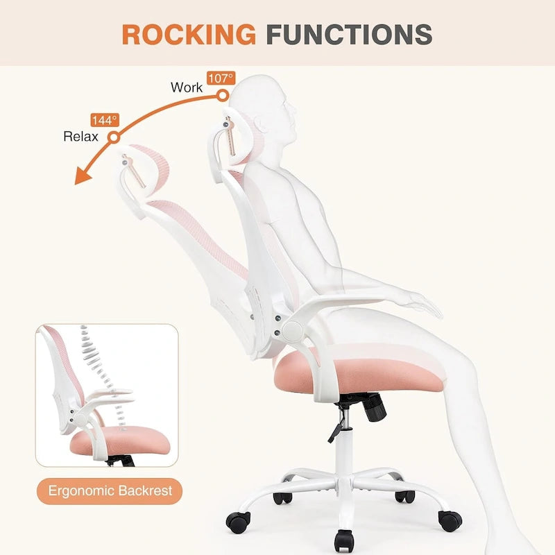 Ergonomic High-Back Mesh Office Chair with Adjustable Headrest and Flip-Up Arms