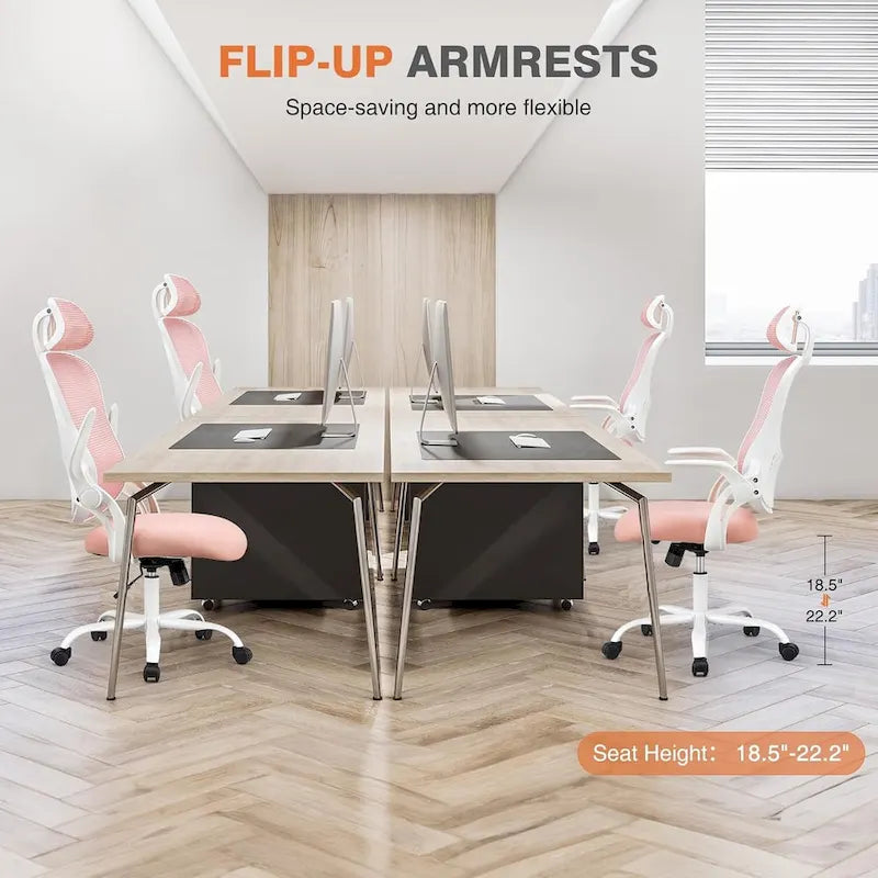 Ergonomic High-Back Mesh Office Chair with Adjustable Headrest and Flip-Up Arms