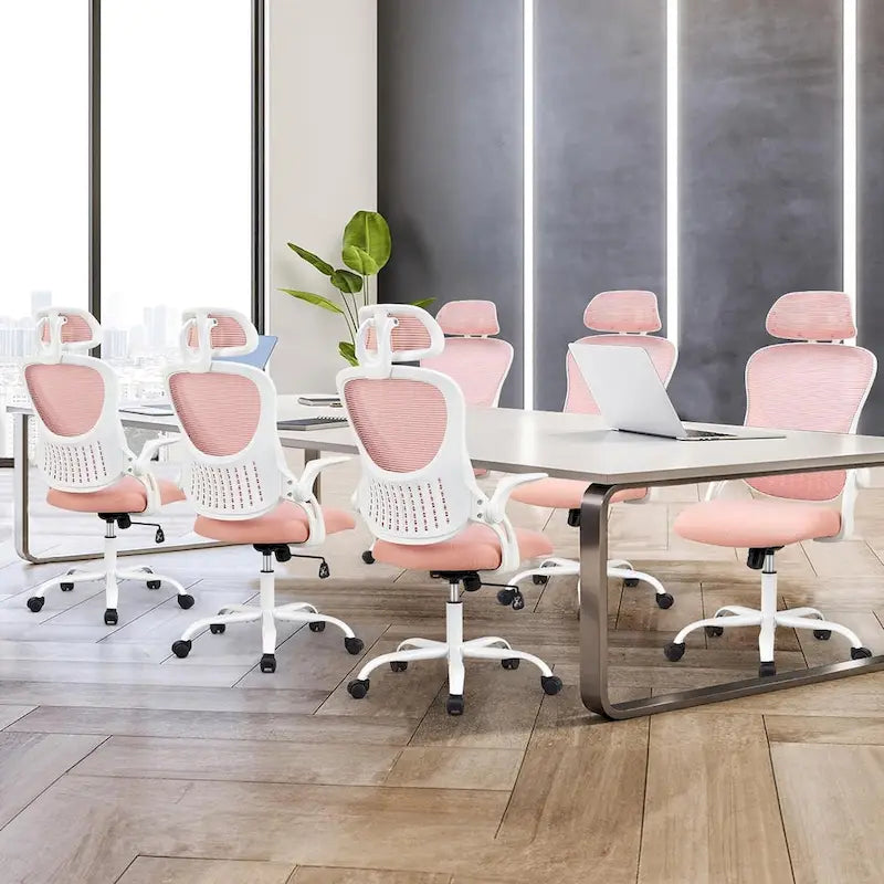 Ergonomic High-Back Mesh Office Chair with Adjustable Headrest and Flip-Up Arms