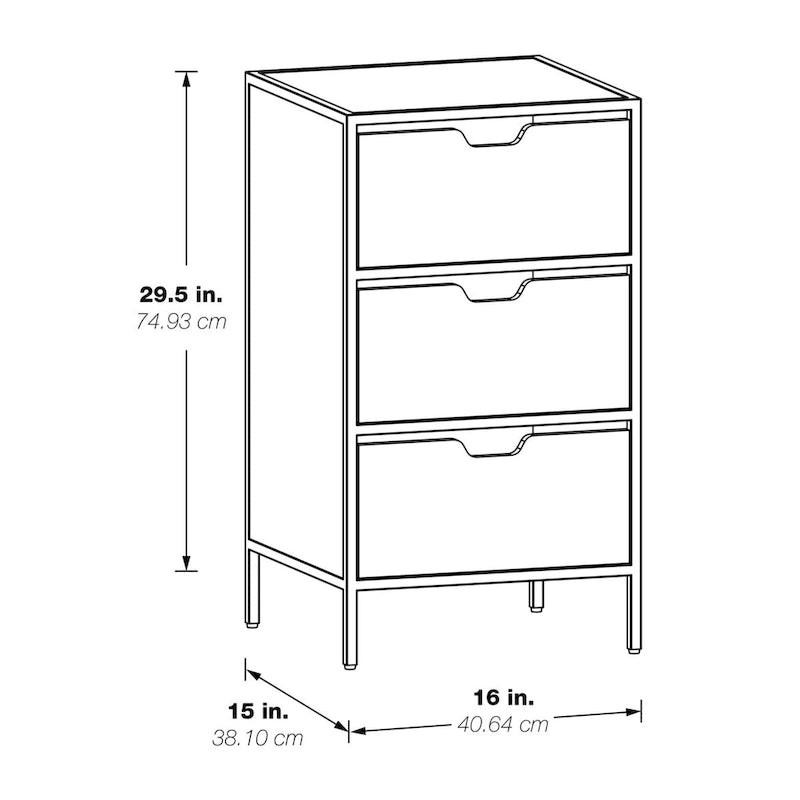 3-Drawer Accent Storage Cabinet with Steel Frame and Laminate Finish