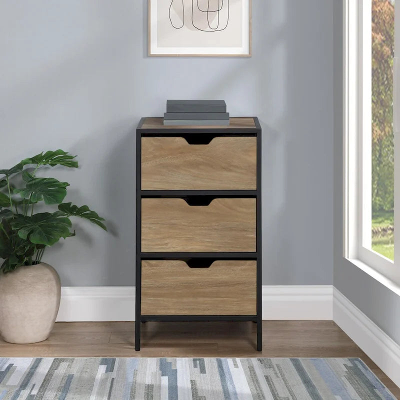 3-Drawer Accent Storage Cabinet with Steel Frame and Laminate Finish