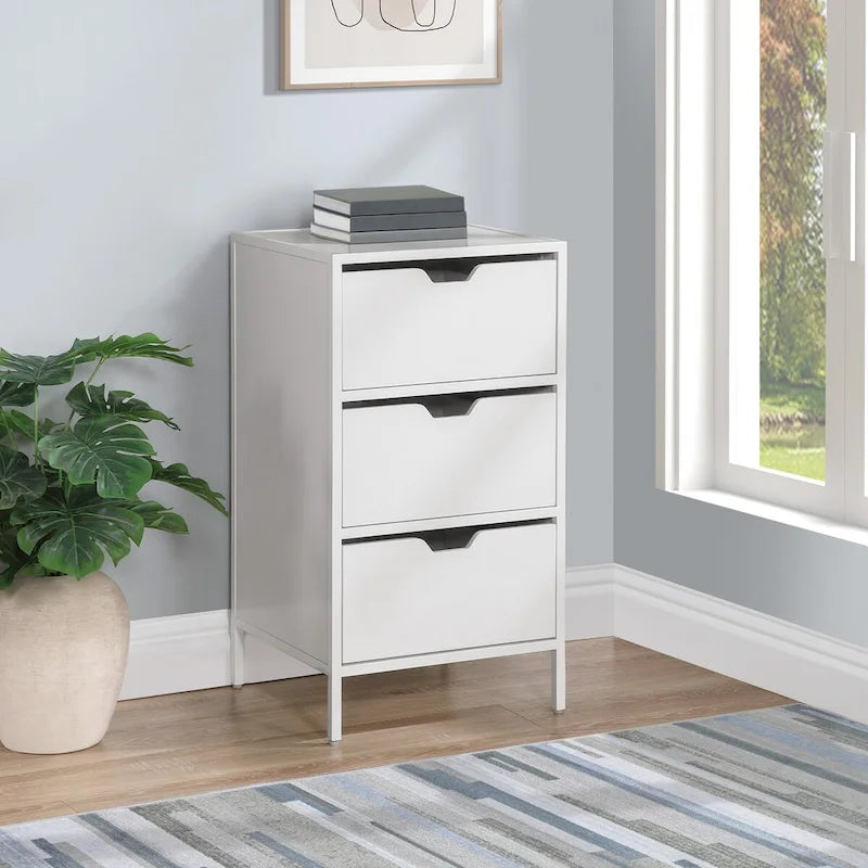 3-Drawer Accent Storage Cabinet with Steel Frame and Laminate Finish