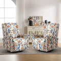 Floral Fabric Manual Recliner Swivel Rocking Chair Set of 2