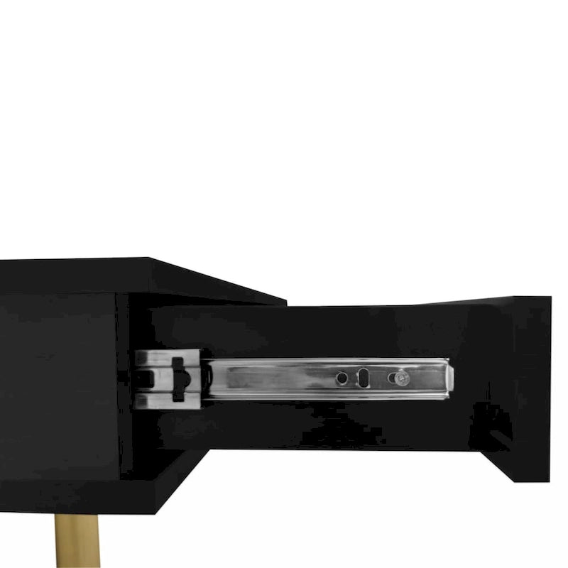 High Gloss Square Coffee Table with Gold Legs and 2 Hidden Drawers