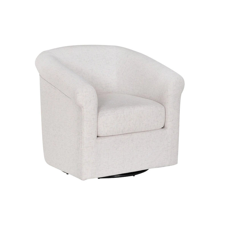 Beige Linen Accent Swivel Chair with 360° Rotation and Wooden Frame