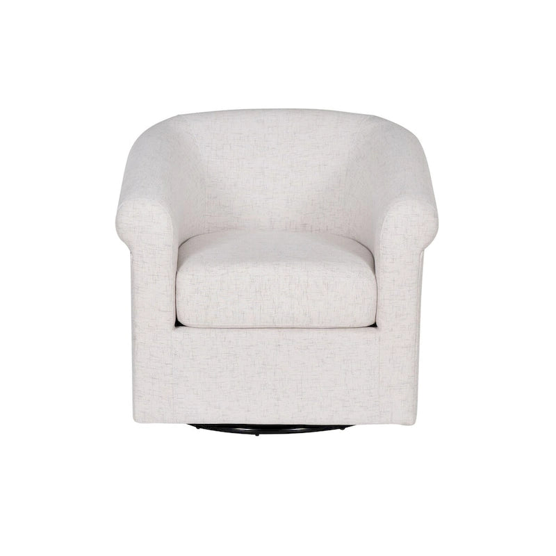 Beige Linen Accent Swivel Chair with 360° Rotation and Wooden Frame