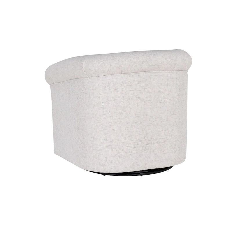 Beige Linen Accent Swivel Chair with 360° Rotation and Wooden Frame